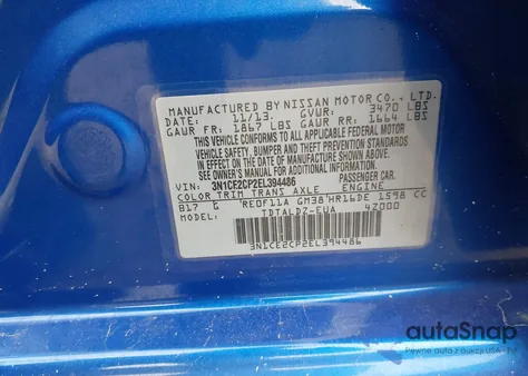 2014 Nissan Versa Note Sv z USA, uszkodzony, nr VIN 3N1CE2CP2EL394486